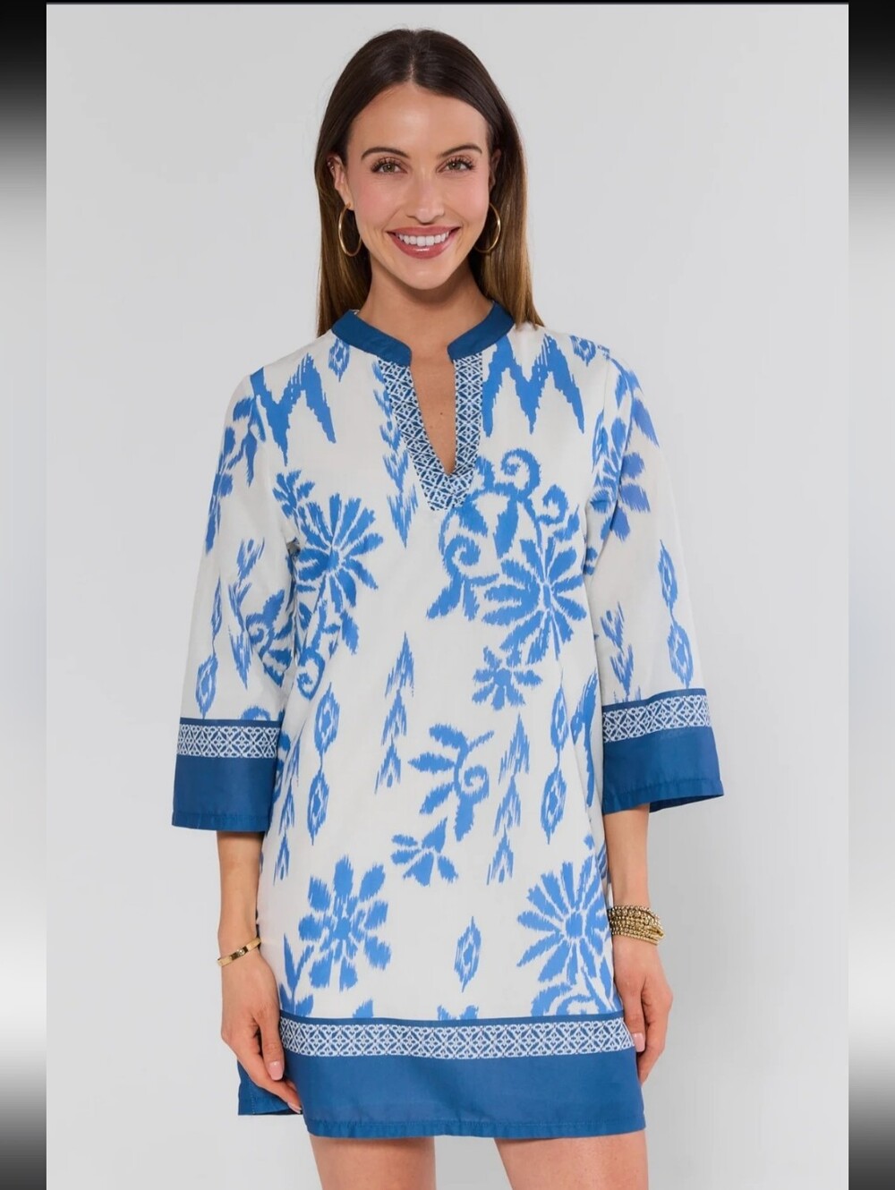 NWT! Avara/Pinch, Priscilla Blue Printed Tunic Dress, Blue/white, XL, MSRP $88